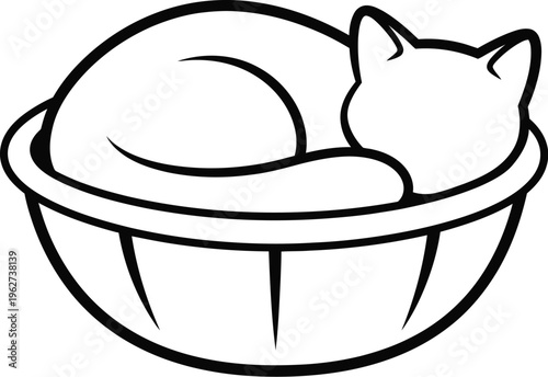 Sleeping Cat in a Bowl.