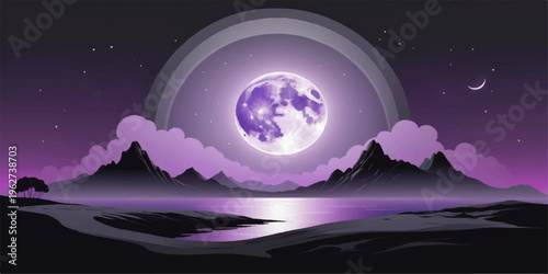 Moonlit Night Over Calm Ocean