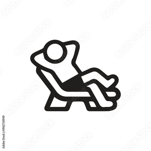 Minimalist Black Icon Of A Person Relaxing On A Summer Beach Chair