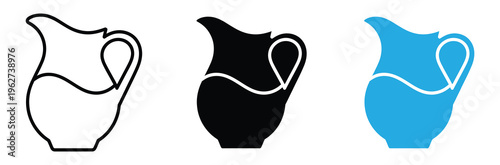 Water Pitcher Jug Icon - Ceramic Creamer Pot, Kitchenware Beverage Container, and Liquid Refreshment Symbol. Vector Illustration.