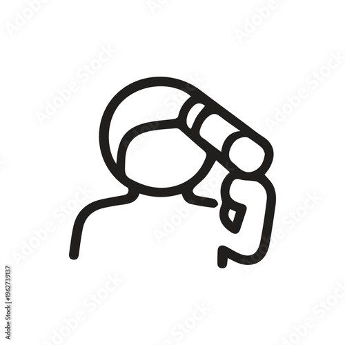 Minimalist Line Art Icon of a Person Looking Through Binoculars