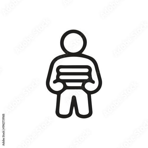 Simple Icon Of A Person Holding A Stack Of Freshly Folded Laundry