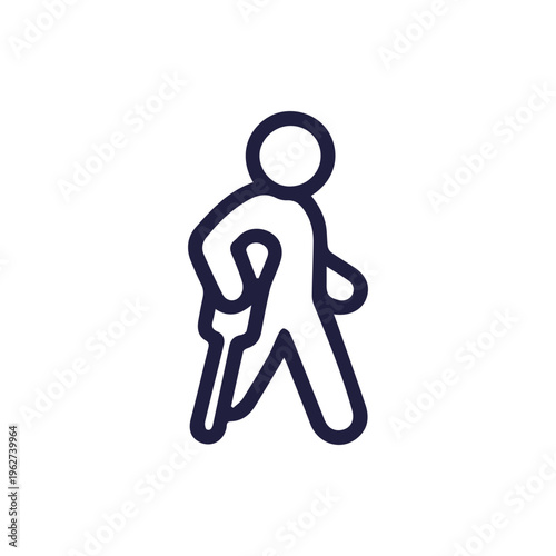 Simple Vector Icon Showing A Person With Crutch For Medical Apps