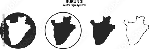 Burundi Map Icon Set Vector Minimal Silhouette