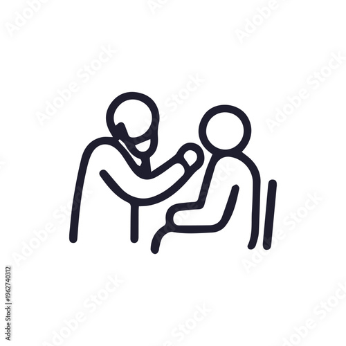 Doctor Examining a Patient With a Stethoscope Minimalist Line Icon