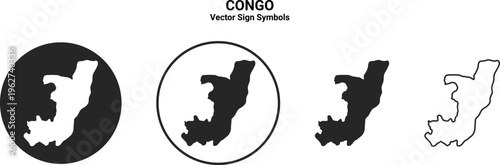 Congo Map Icon Set Vector Minimal Silhouette