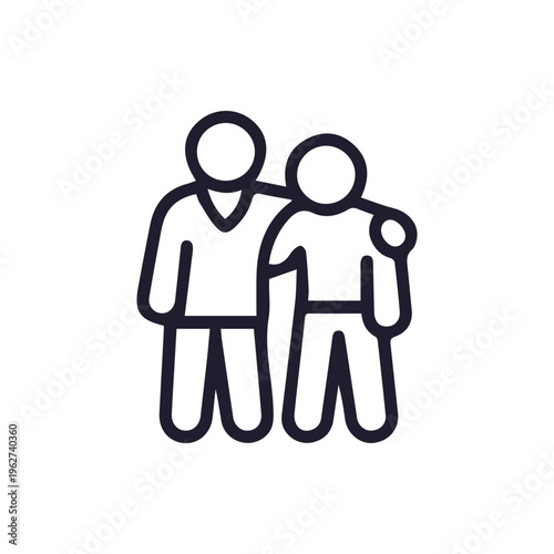 Minimalist Icon Of Two Friends Showing Support And Companionship