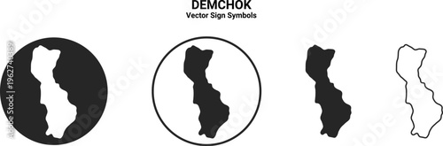 Demchok Map Icon Set Vector Minimal Silhouette