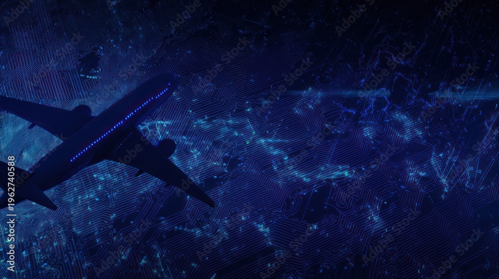 Obraz premium Airplane Flying Over Dark Ocean Waters.