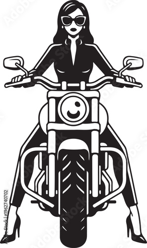 Lady with Bicycle Silhouette Woman Cycling Lifestyle Vector Illustration