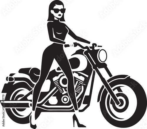 Lady with Bicycle Silhouette Woman Cycling Lifestyle Vector Illustration