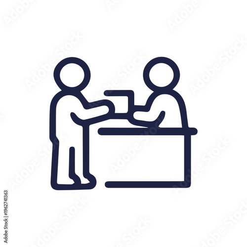 Customer Service Interaction Icon Person at Registration Counter