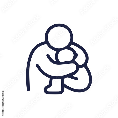 Simple Line Art Icon Of A Person Embracing Someone In Distress