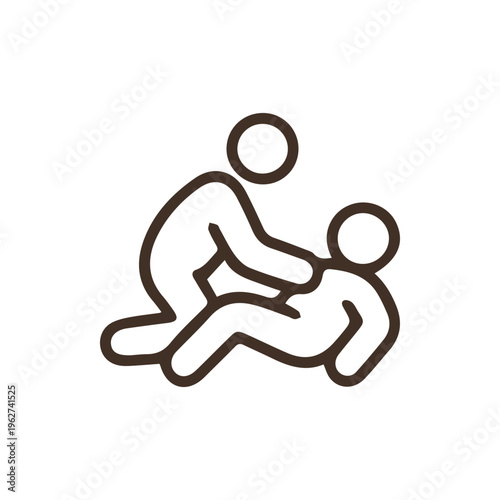 CPR First Aid Emergency Procedure Minimalist Line Icon Illustration