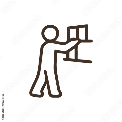 Minimalist Line Icon Of A Person Stocking Shelves For Business