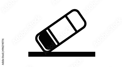 Eraser removing mark from surface conceptual symbol for correction and deletion