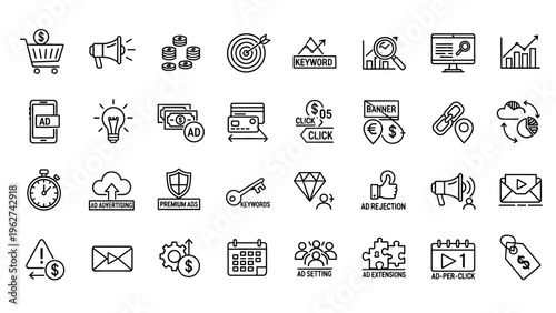 Digital Marketing Icons Set Vector Illustration.