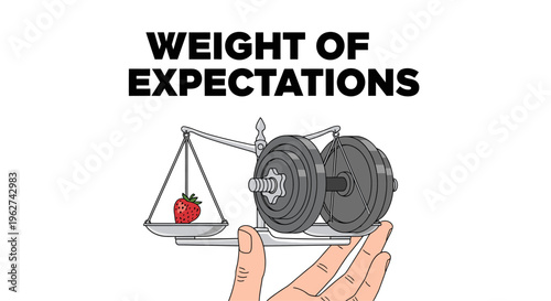 Weight of Expectations conceptual vector illustration with scale and weights.