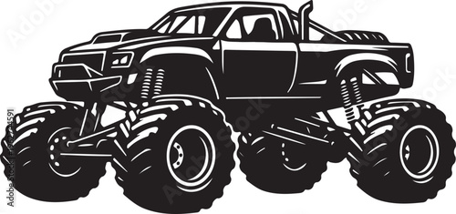 Monster Truck Icon Silhouette Off Road Vehicle Logo Vector Illustration