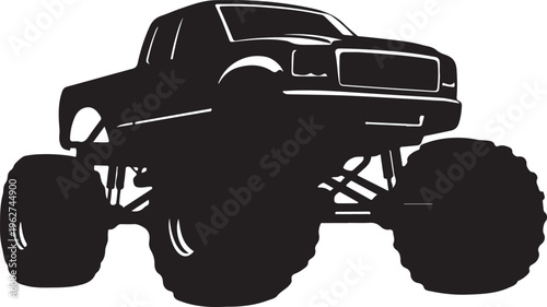 Monster Truck Icon Silhouette Off Road Vehicle Logo Vector Illustration