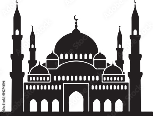 Mosque Icon Silhouette Islamic Architecture Religious Vector Illustration