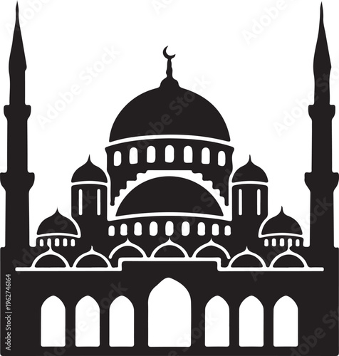 Mosque Icon Silhouette Islamic Architecture Religious Vector Illustration