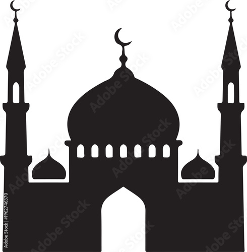 Mosque Icon Silhouette Islamic Architecture Religious Vector Illustration