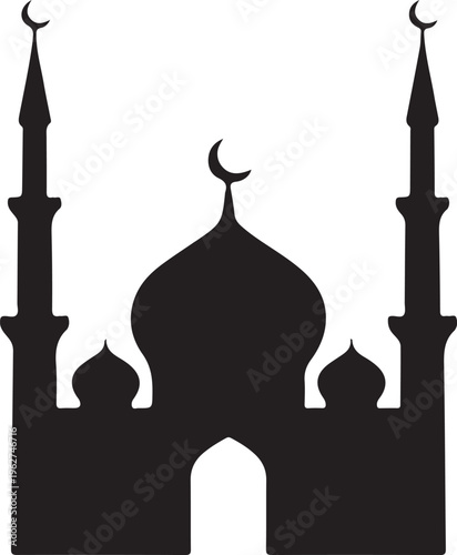 Mosque Icon Silhouette Islamic Architecture Religious Vector Illustration