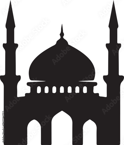 Mosque Icon Silhouette Islamic Architecture Religious Vector Illustration