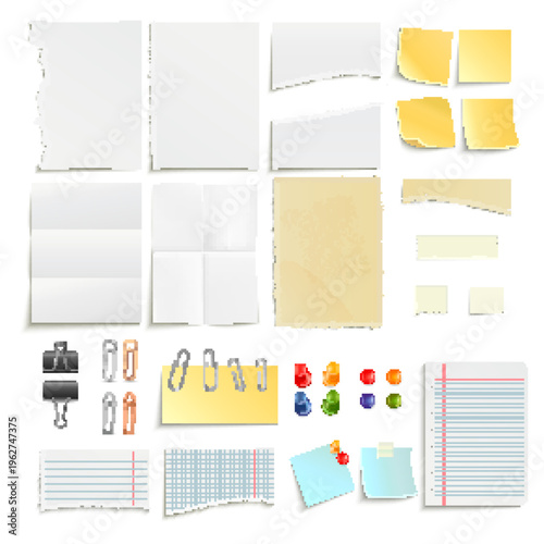 paper stripe ragged stick realistic object set