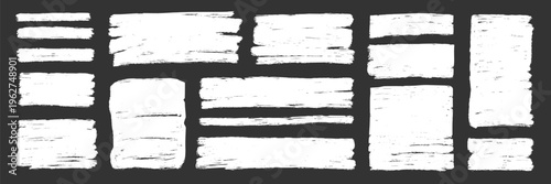 Rough brush stroke rectangle shape frame set. Square, rectangular border for text, abstract paint background. Brush paint stroke texture grunge rough shape frames. Vector illustration