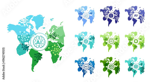 Global Artificial Intelligence Network and Technology Concepts.