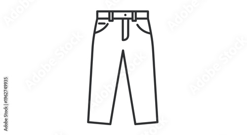 Simple White Trousers Illustration Front View.