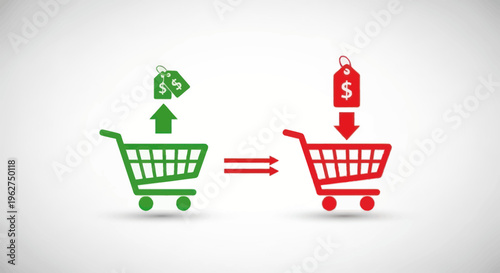 Shopping Carts with Currency and Price Tag.