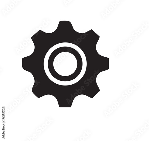 Gear icon, cogwheel symbol, mechanical gear, black and white vector