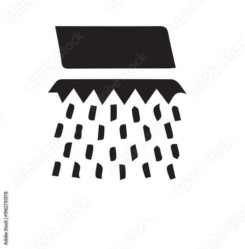 Black rain shower, raindrops, weather icon, vector graphic