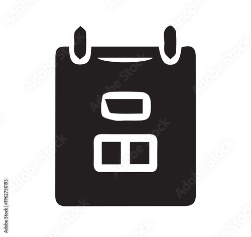 Black calendar icon, simple calendar symbol, date planner graphic, vector