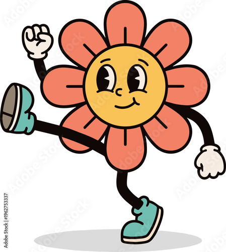 Retro Groovy Flower Mascot