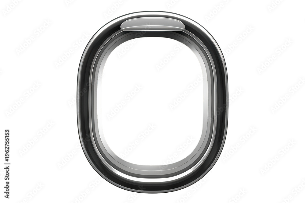 Obraz premium Airplane window porthole frame mock-up with a blank transparent background for travel and flight concepts