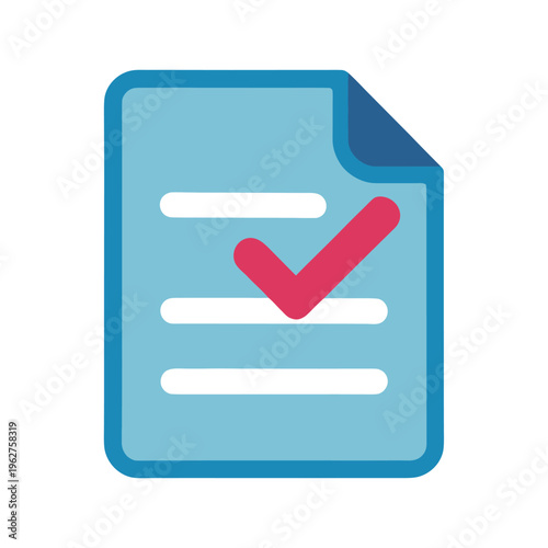 Approved document with red checkmark symbolizing task completion or valid agreement
