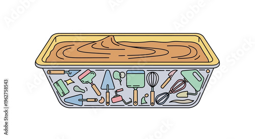 Tasty dessert in baking dish.