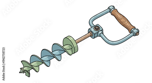 Auger Tool with Wooden Handle.