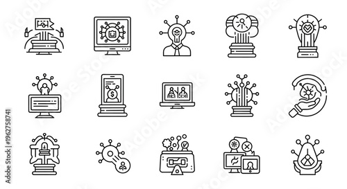 Icons of business and technology.