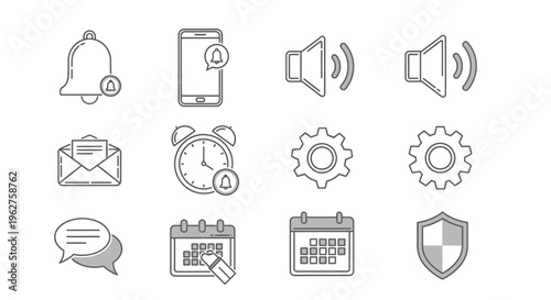 Collection of notification and settings icons.