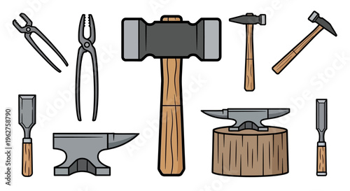Various metalworking tools on display.