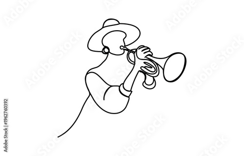 Continuous one line drawing Vector illustration of a man playing guitar on Music Day minimalism design