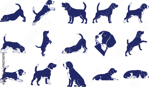 Blue Beagle Silhouettes isolated