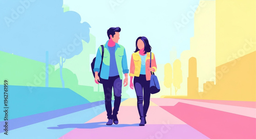 Together walking to work