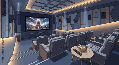 High-Tech Home Entertainment System with Smart Comfort for Immersive Movie Nights