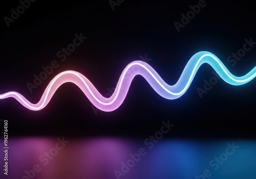 A glowing neon wave in pink and blue light against a dark background, symbolizing sound or data transmission
